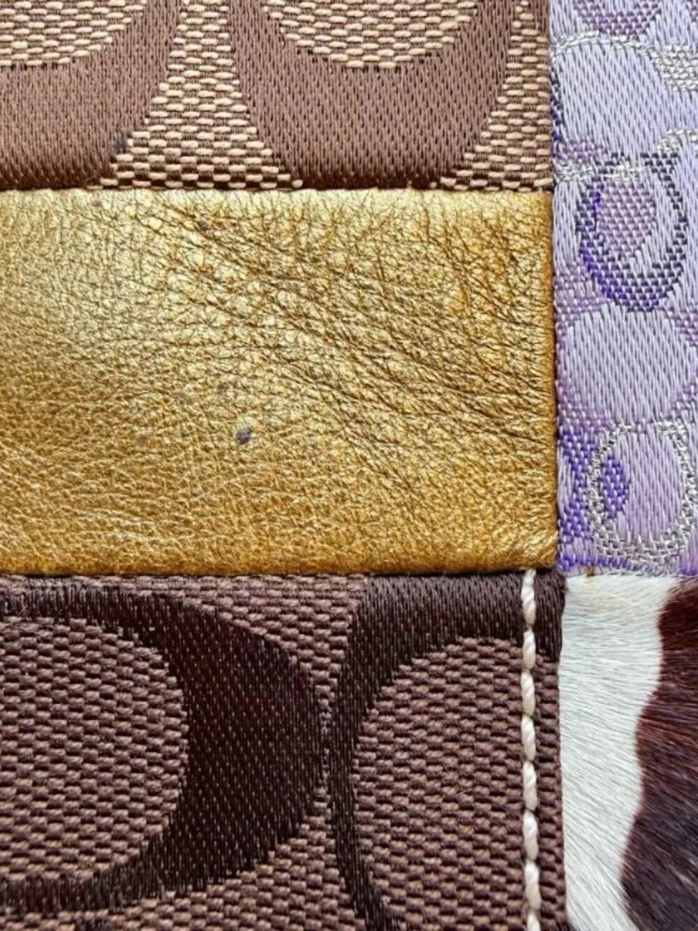 Coach Purple Leopard Demi Patchwork Shoulder Bag
